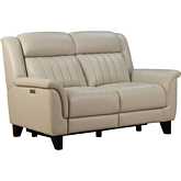 Kimball Power Reclining Loveseat w/ Power Head Rests in Shoreline Cream Top Grain Leather